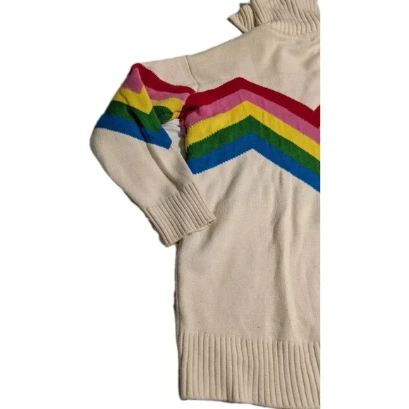Show Me Your Mumu‎ Weston Rainbow Chevron Knit Sweater Half Zip Womens Medium - Picture 12 of 12
